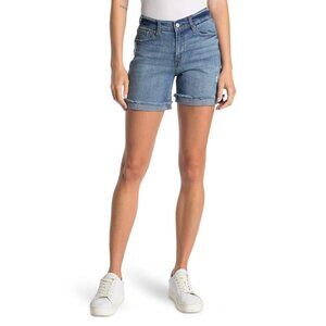 Kensie Womens Mid Rise Distressed Cuffed Bermuda Cut Off Jean Shorts Sz 8 New